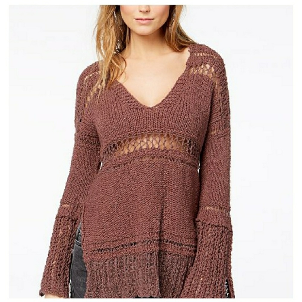 NEW💥Free People open knit plunging v-neck sweater